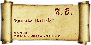 Nyemetz Balló névjegykártya